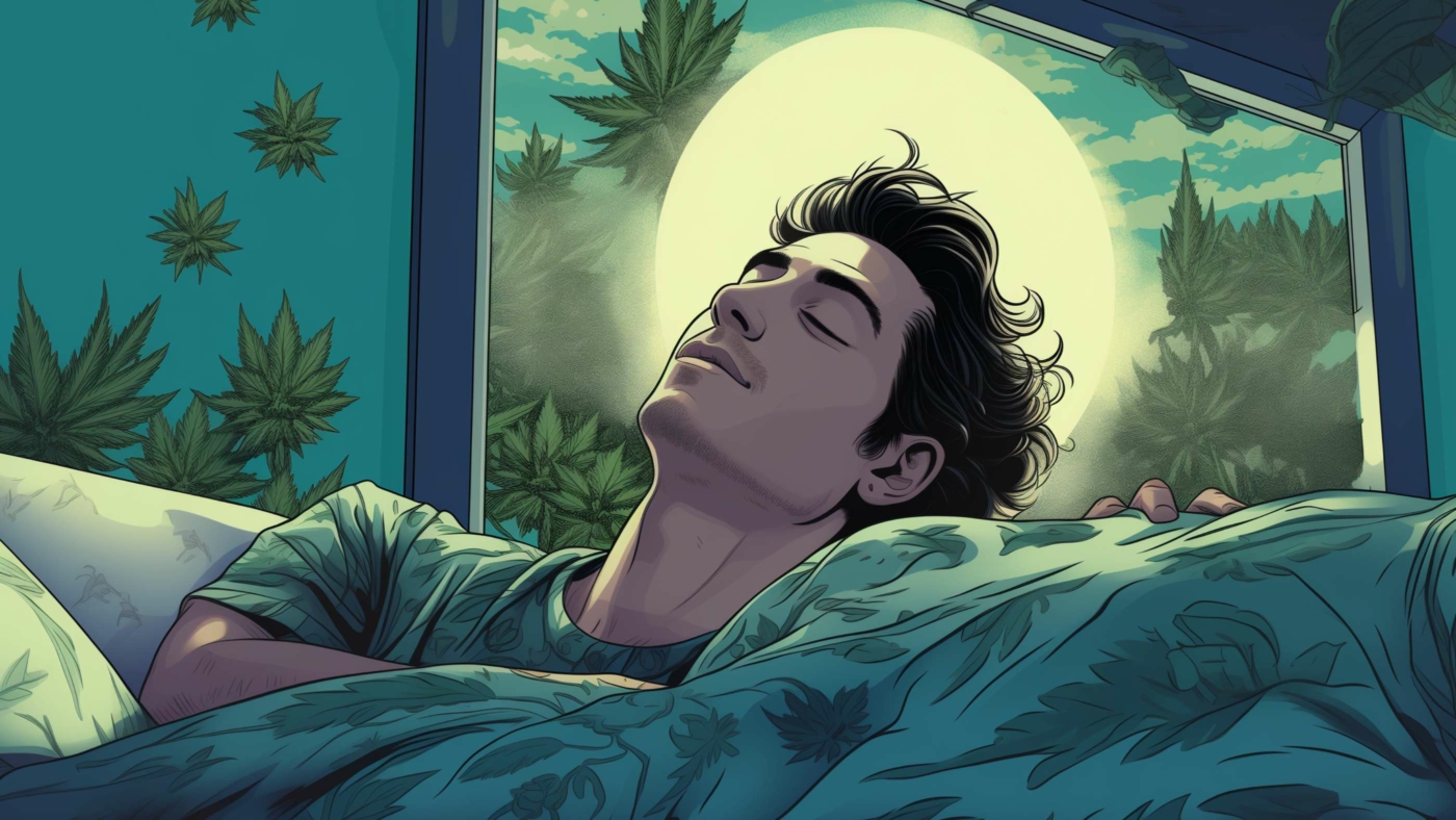 Indacloud. Image Of Man Sleeping In Bed Dreaming About Cannabi 1F5Bd4Ee 0E84 4F5E Bb91 3775014C60Ca
